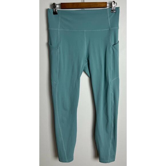 Fabletics PureLuxe High Rise Leggings Teal Blue Pockets Workout Size Small Wm’s - Picture 1 of 6